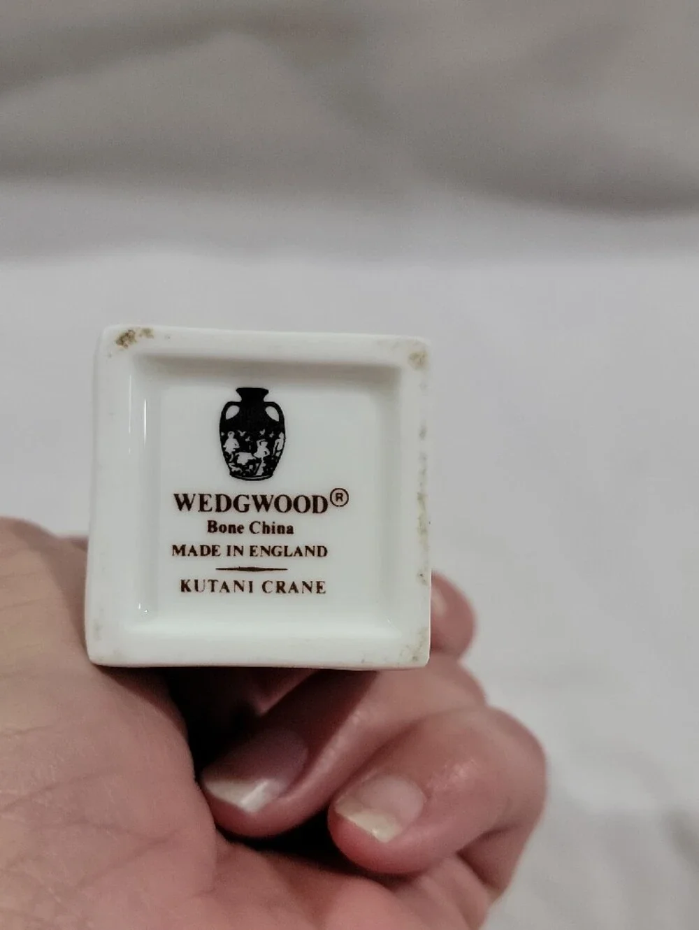 Vintage Wedgwood Kutani Crane Square White Porcelain Bud Vase England